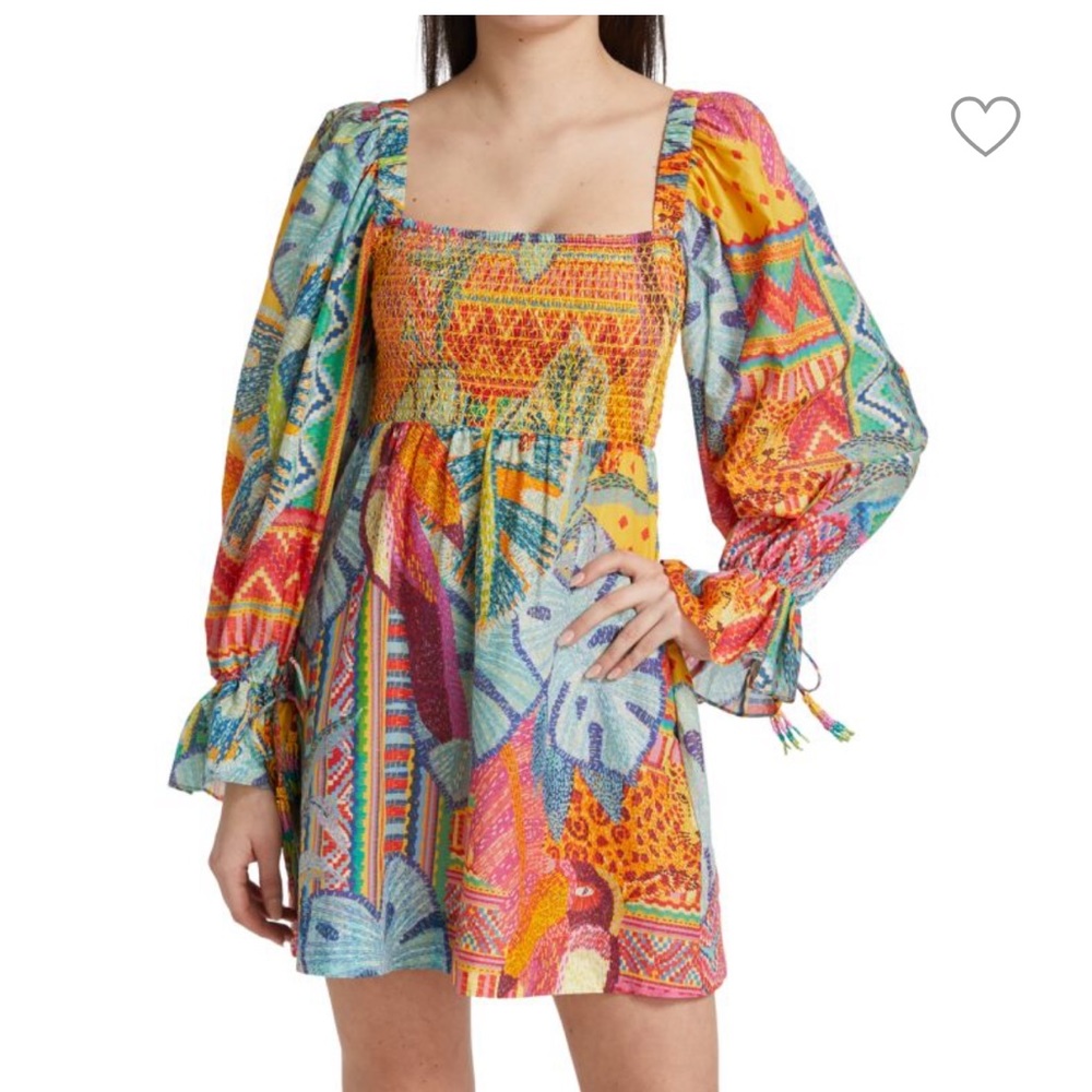 Summer Tapestry Smocked Minidress